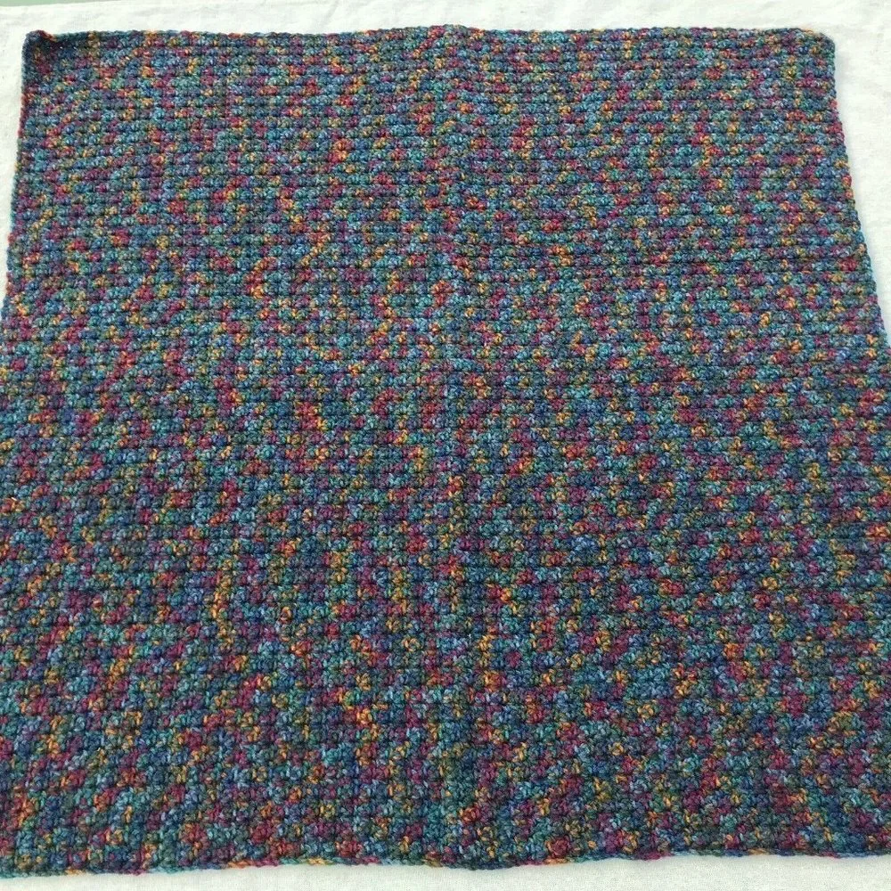 New Handmade Crochet Blanket 32x32 Lap Car Couch Dog Pet Afghan McM OOAK Rainbow